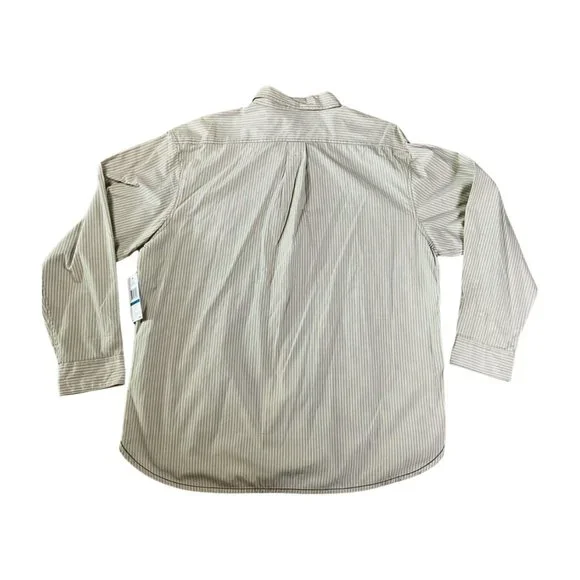 Timberland Men's NWT Button Down Striped Long Sleeve Shirt Beige and White XL - Picture 7 of 7